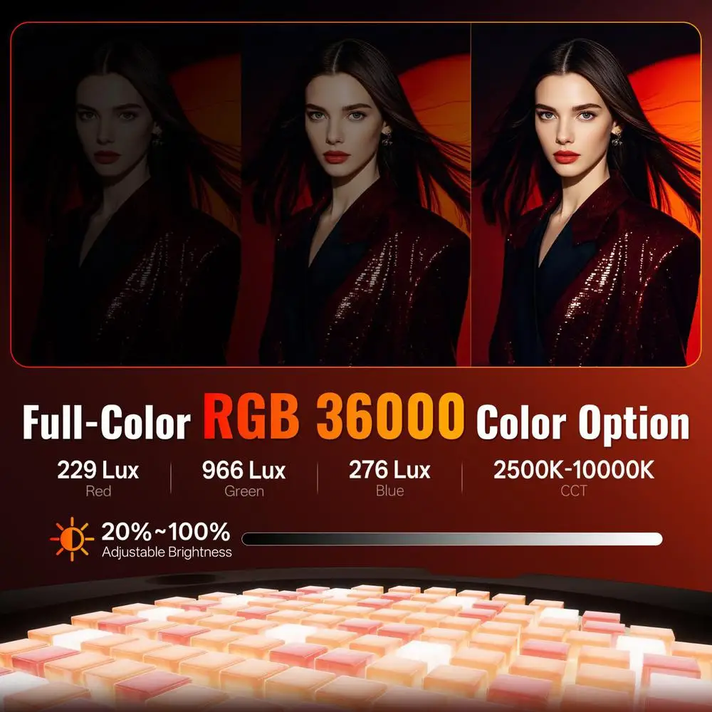 ZHIYUN MOLUS X100 RGB Luz LED Control por aplicación batería de 2550mAh iluminación de fotografía portátil para estudio Vlog tiro al aire libre