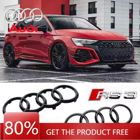 2026 Hot Interior Stickers For Audi RS3 2016-2020 Sline Emblem 4-Ring Logo ABS Glossy Black Silver Car Hood Front Grill Rear Tru