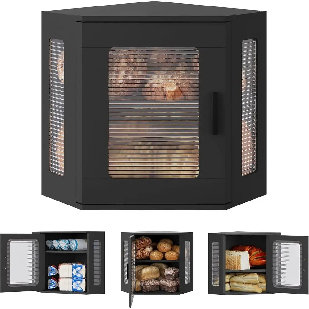 

Деревянная хлебница для хранения хлеба на кухонной столешнице, большая, двухъярусная, в стиле амбар, с полками для кладовой