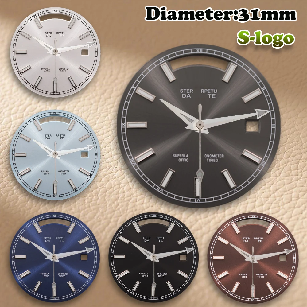 

S логотип 31 мм журнал зеленый градиентный циферблат подходит 8285 механизм зеленые светящиеся часы для мужчин модификация часов аксессуары ремонт