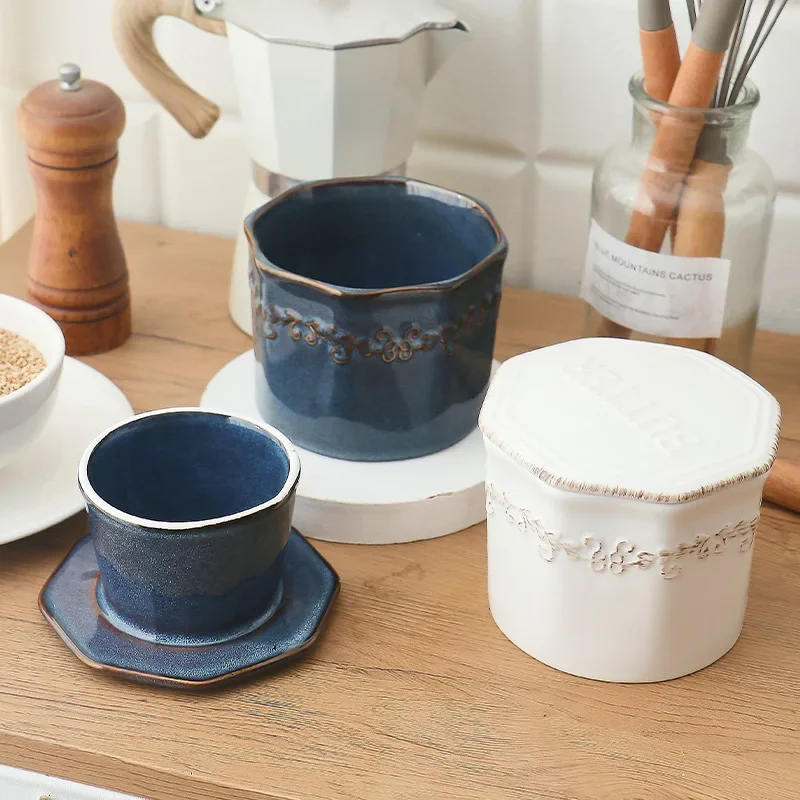 Ceramic Tableware Butter Box Polygon Butter Crisper Cheese Sealed Jar Western Butter Box Cheese Slicer Cheese Dish Tableware