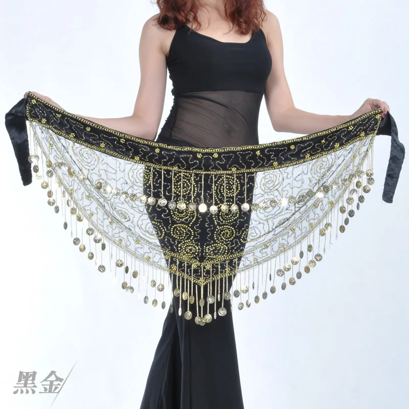 Belly dance belt costumes sequins tassel belly dance hip scarf for women belly dancing belts indain colors belt