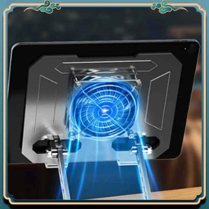 

(New)-Multifunctional Tablet Cooling Fan Stand Desktop Foldable Adjustable Heightening Stand Suitable For Tablets For Ipad