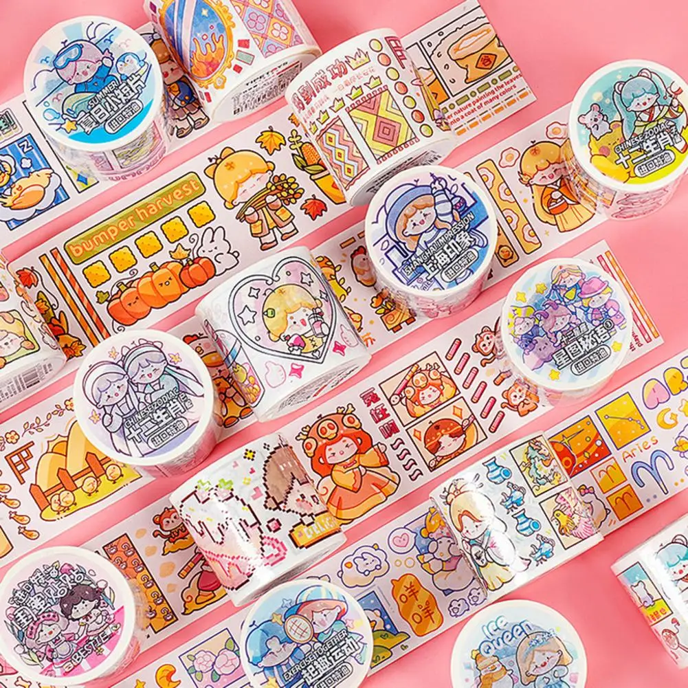 Japanse Paper Tape Kleurrijke Washi Tape Schattige Cartoon Meisje Stickers Zonnebloem Washi Tape Set Diy Decoratie Voor Tijdschriften