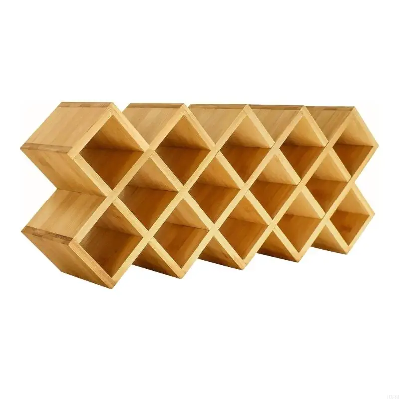 

2025 New Wooden Spice Rack With Crosses Rhombic Design For Kitchen Countertop Drawer Storage