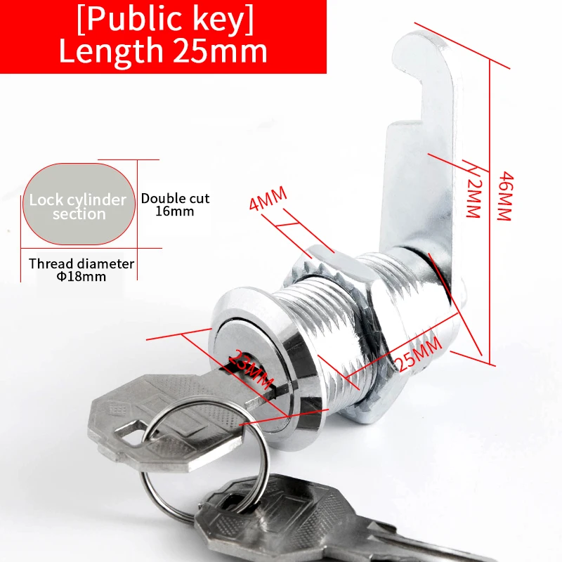 20 SETS Metalen Cilinderkast Beveiliging Locker Cam Lock Met 2 Sleutels Dezelfde Sleutel Verschillende Sleutel Beveiliging Brievenbus Slot Lade 16mm