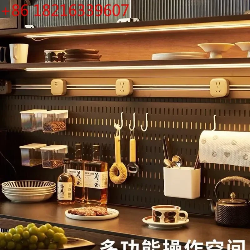 YAO North American Rubber Wood Dining Sideboard Wine Cabinet Kitchen Living Room High Storage Locker Wall Mounted Rock Slab Tea