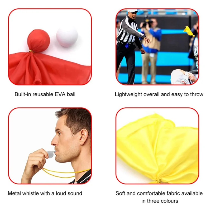 6 Pieces Penalty Flag Football Challenge Flags Football Referee Flag Sports Fan Tossing Flags Party Accessory Red+Yellow