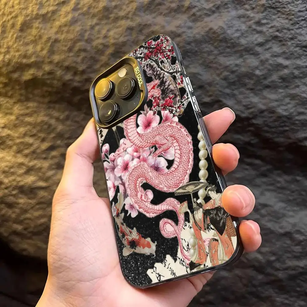Чехол для телефона с рисунком розового дракона для iPhone 17, 16, 14, 13, 12, 11 Pro/Max/Plus, противоударный задний чехол с защитой от отпечатков пальцев