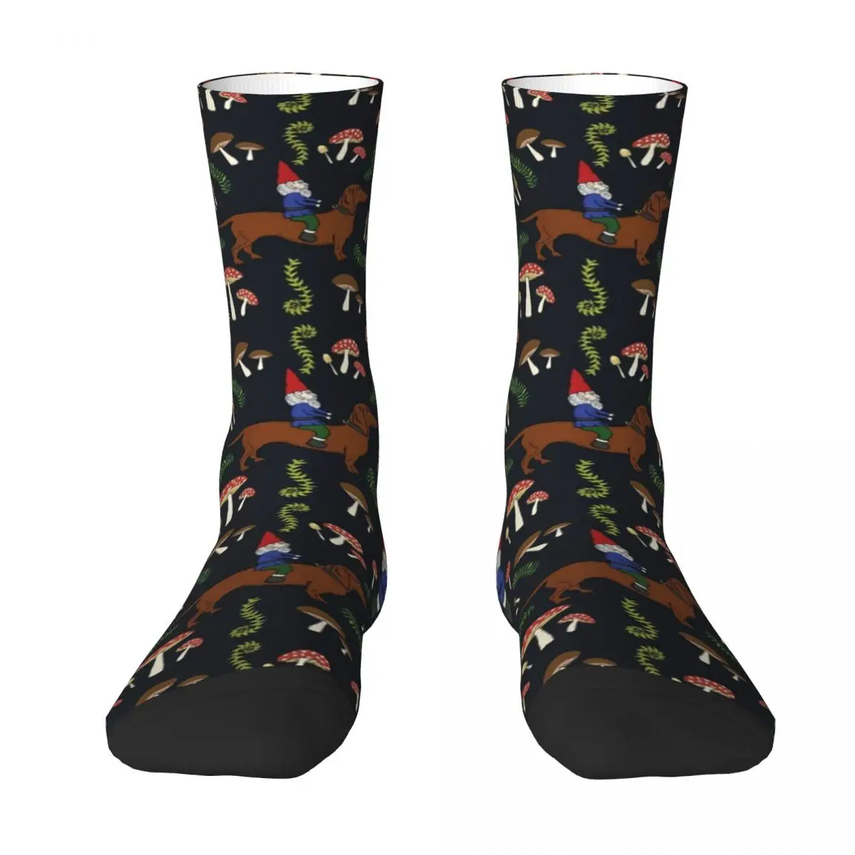 Cute Dog Dachshund Socks Mushroom Forest Print Elegant Stockings Winter Anti-Slip Women Socks Soft Breathable Climbing Socks