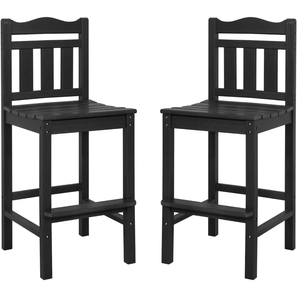 

Высокий барный стул Adirondack, набор из 2 шт., барные стулья для патио из HDPE со спинкой, высота сиденья 27,5 дюймов, Bistro Dinin