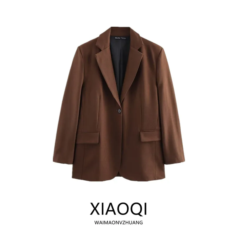 

Весна 2025: Новинка! Модный деловой повседневный женский пиджак свободного кроя с длинным рукавом для офиса и города.