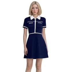 2024 Summer Short Sleeve Polo Dress For Women Elegant Skirt Ladies Vestidos Party Evening Luxury Brand Design Robe Clothing