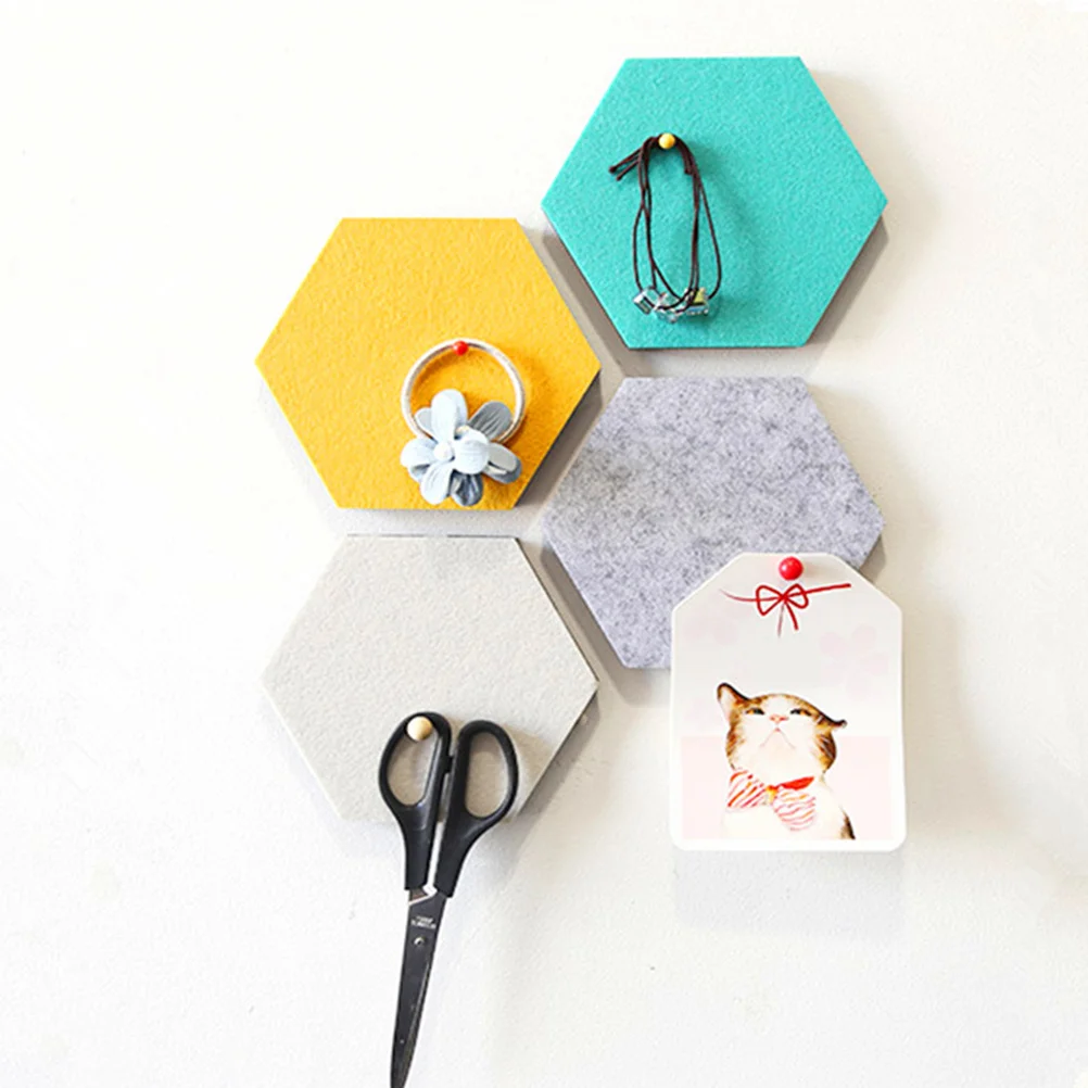 

10pcs Hexagon Felt Board Colorful Wall Mounted Panel For Home Office Keys Organizer Memo Notice Display Background Felt Board