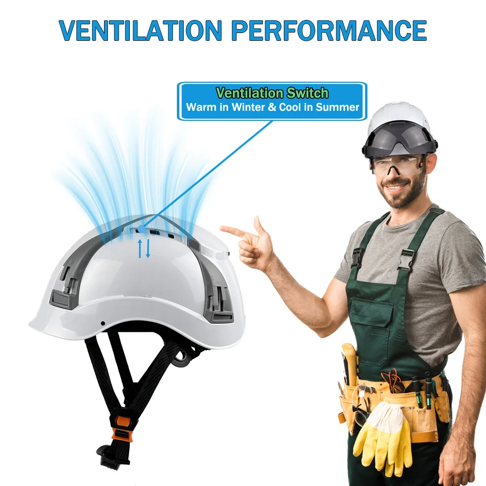 خوذة أمان البناء CE مع فتحة تنفيس قابلة للتعديل ABS قبعة صلبة مهندس قبعة العمل قبعة أمان للتسلق في الهواء الطلق ANSI Z89.1 #6