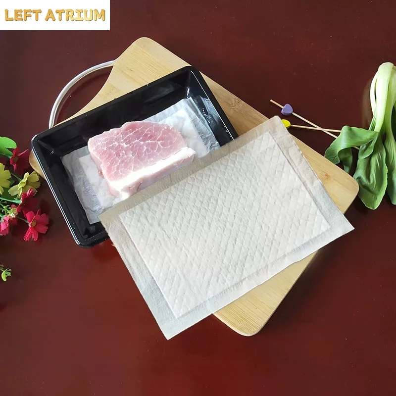 Fresh Food Water Absorbent Pads Fish Meat Blood Sucking Paper Disposable Rectangular Black White Fruit Mat Supermarket Dedicated
