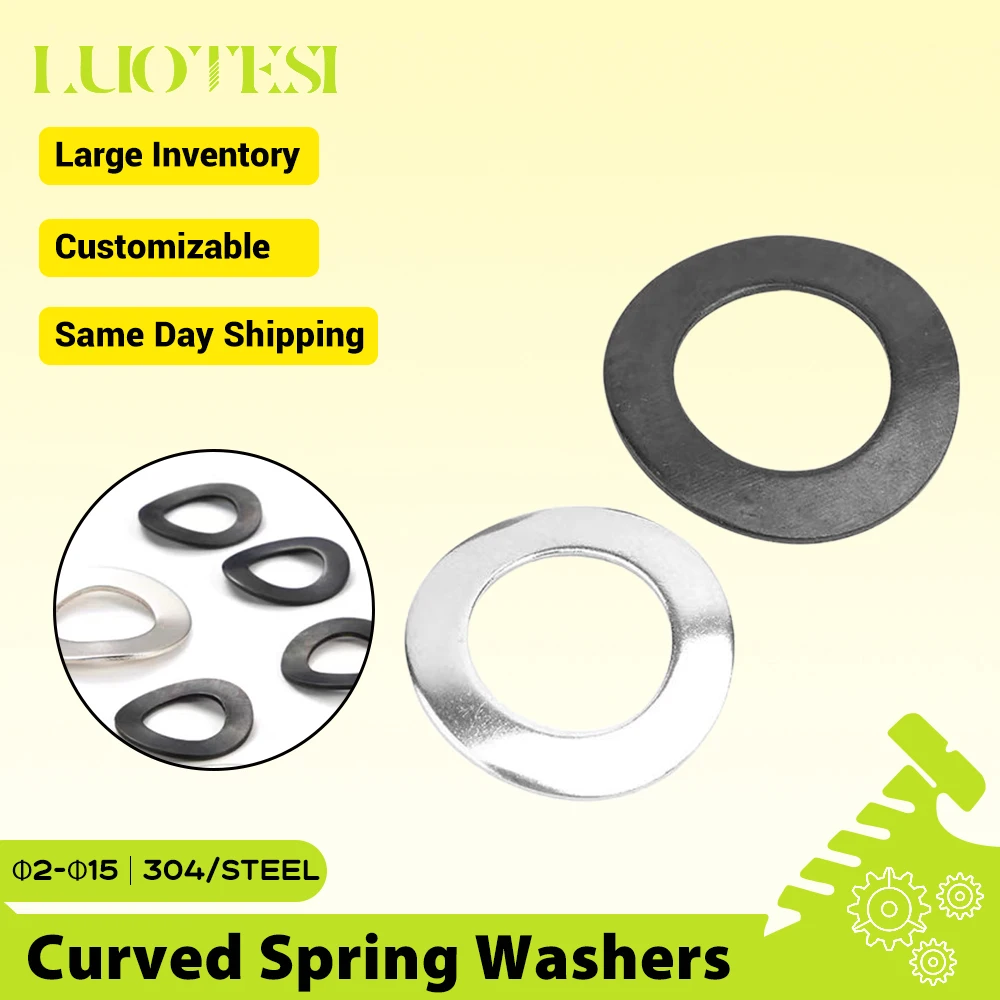 Curvwd Spring Washers 304 Stainless Steel Black Carbon Stell M2 M2.5 M3 M4 M5 M6 M8 M10 M12 M15 Three Wave Washers