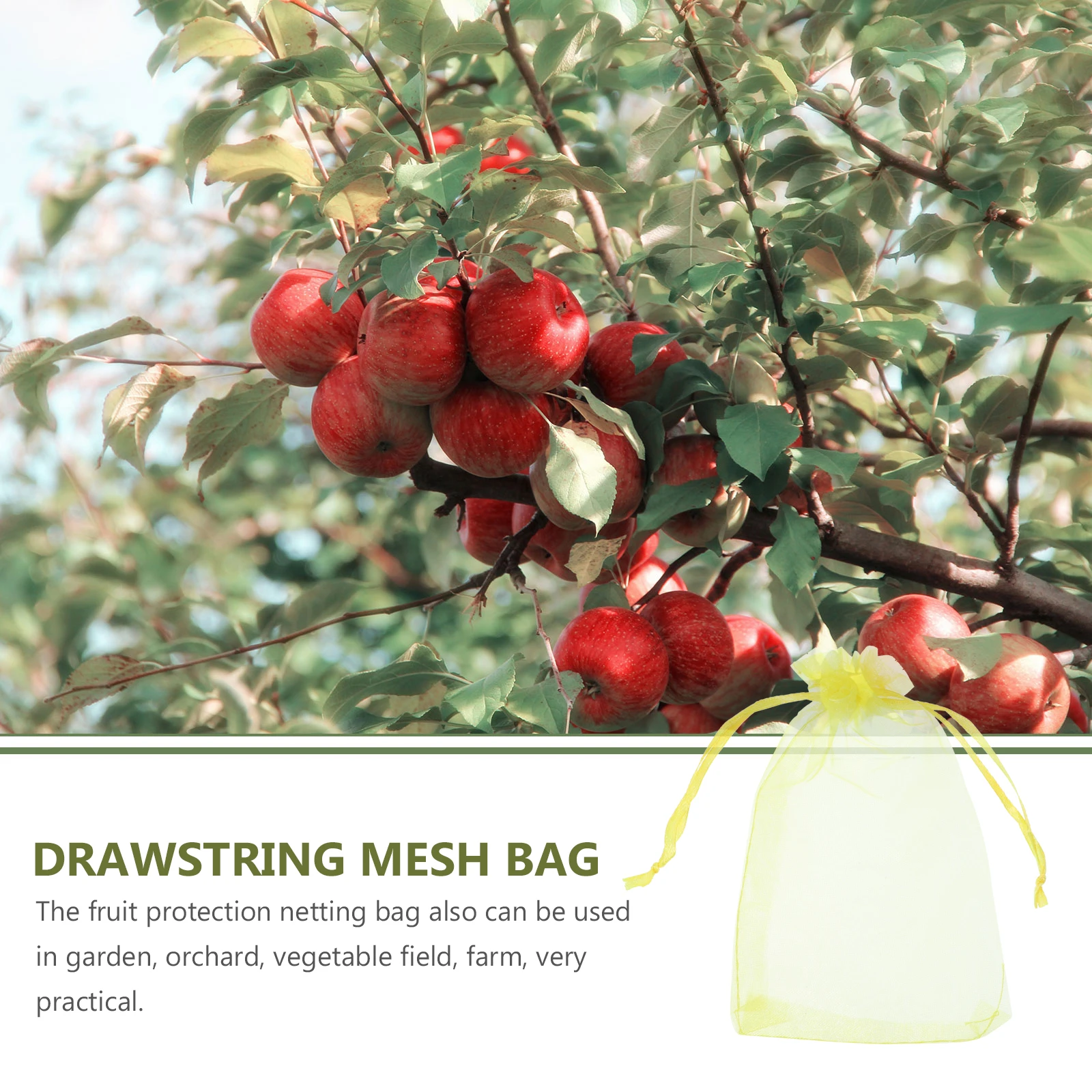 

100pcs Fruit Protection Bags 10x15cm Green Mesh Netting Garden Trees Anti Bird Fly Harvest Storage Drawstring Breathing
