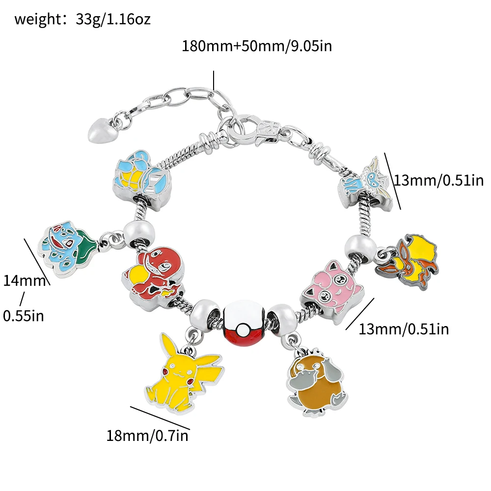 Anime Bracelet Cute Cartoon Eevee Pendant Bracelets Metal Enamel Charm Bangle Women Fashion Jewelry Hand Chain Gifts