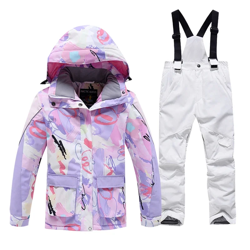 Winter Ski Suit For Kids Boy's  Hoodie Ski Jacket Ski Pants Warm Windproof Waterproof Outdoor Sports Snow Clothes Snowboard Suit