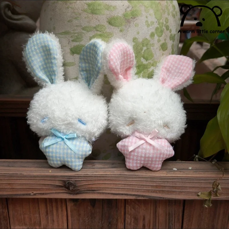 

Generic Mini Angel Rabbit Plush Doll Cute Soft Pink Gingham Ears Bunny Bean Bag Keychain Comforting Toy Gift For Girlfriend