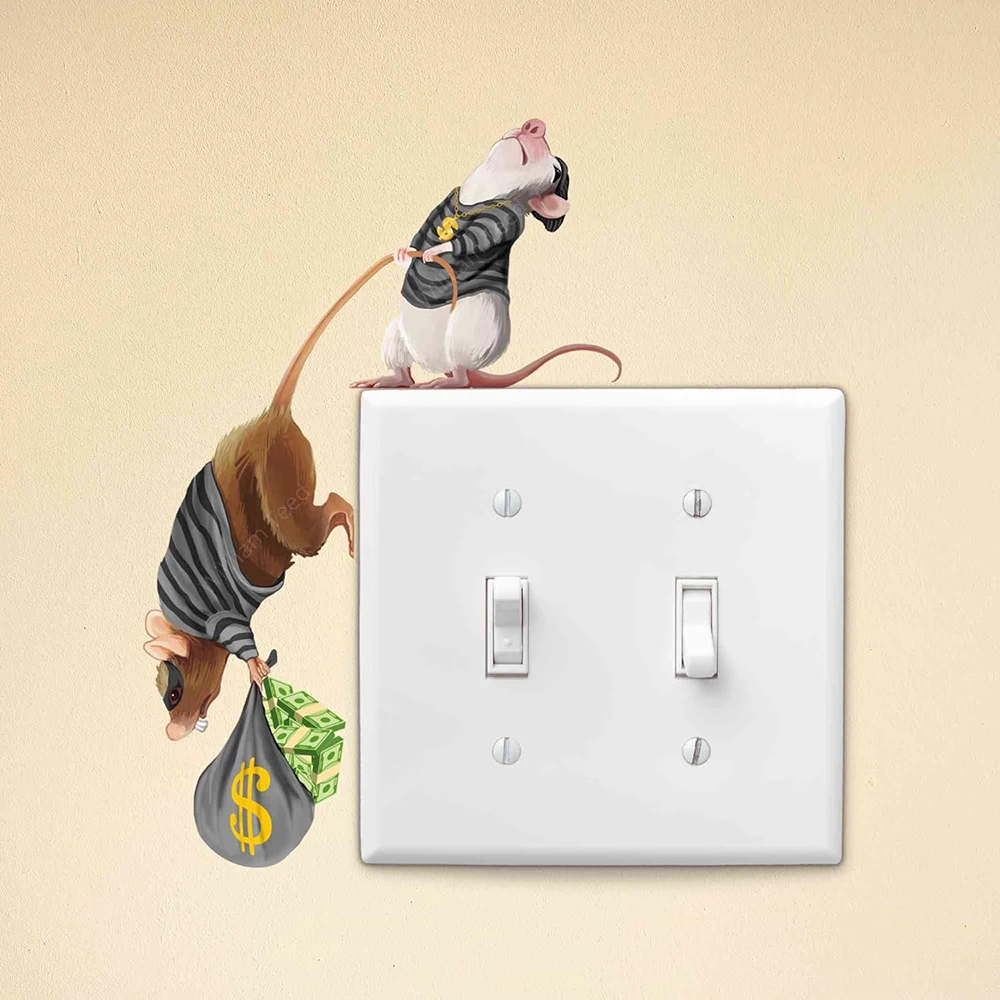 Funny Mice Burglars Mouse Wall Sticker Decal for Doorbathroom Bedroom Living Room Home Decor