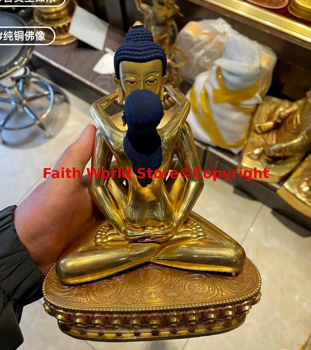 2025 Boutique handmade Buddha statue Samantabhadra Primordial Buddha Yab-Yum figure of the Buddha copper gilding 8 inch Buddhism