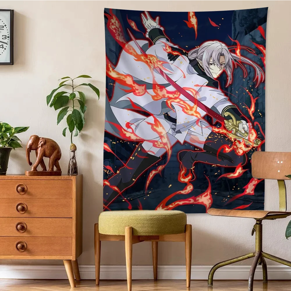 Seraph Of The End Ferid·Bathory Hanging Bohemian Tapestry Hanging Tarot Hippie Wall Rugs Dorm Japanese Tapestry