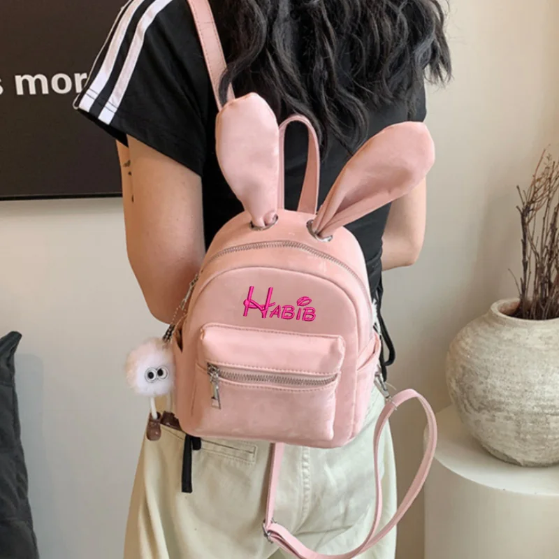 Mochila bolso de viaje 2024 nuevo bolso Simple de un hombro para mujer lindo y de moda bolso de libro de conejo de oreja larga regalo de cumpleaños