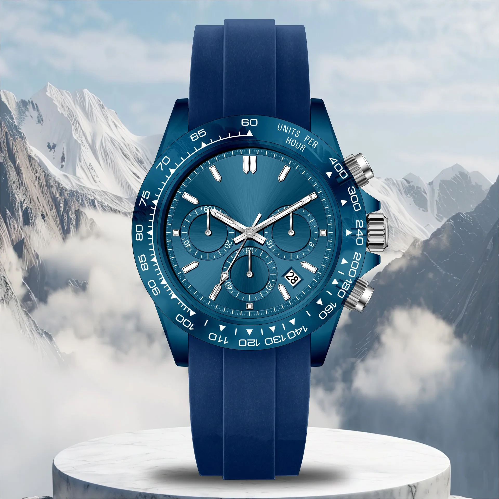 Multifunction Mens Quartz Watch Transparent Plastic Chronograph Waterproof Luminous Wristwatch