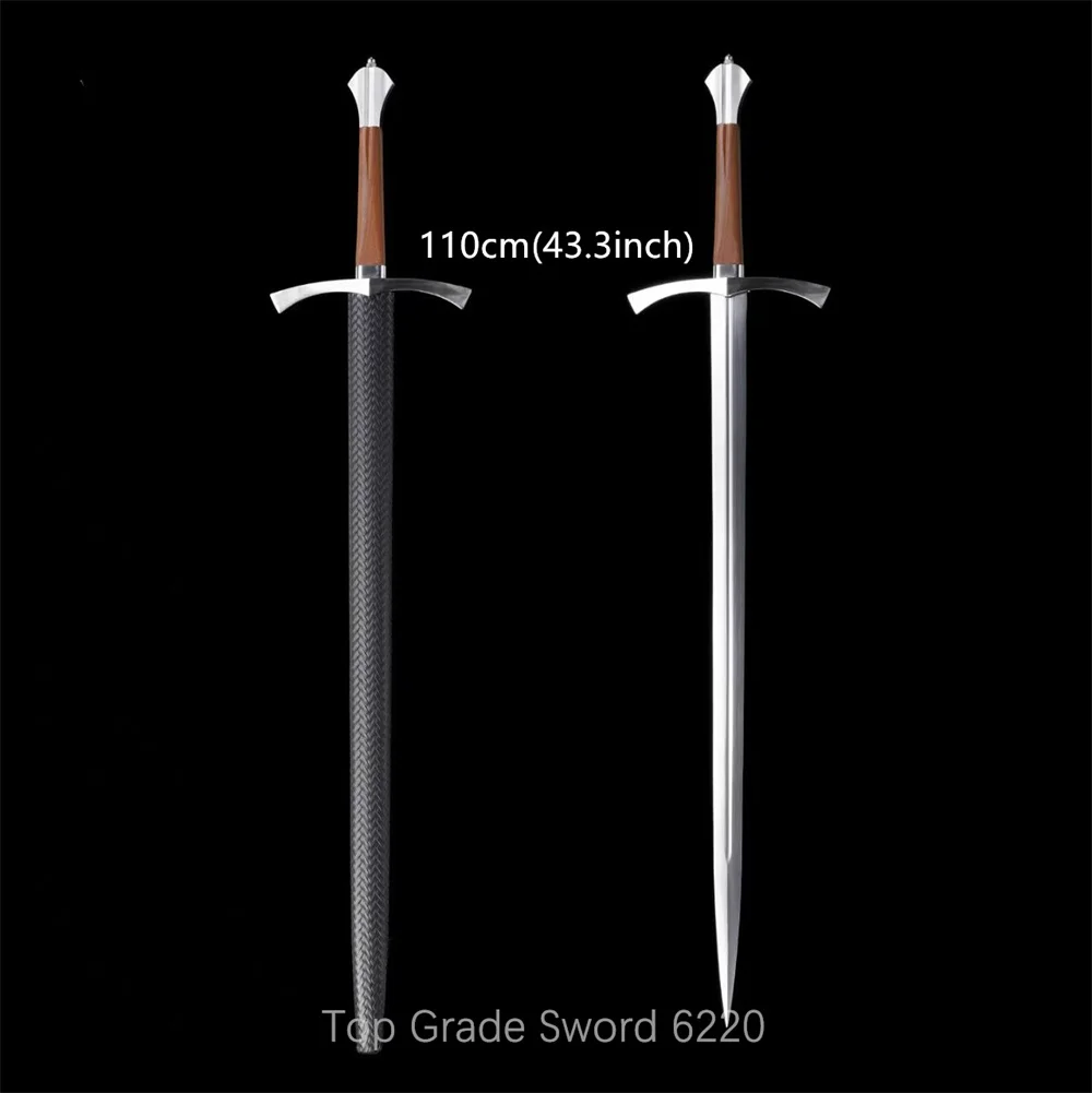 Real Western King Knight Battle Sword Forged Handmade Manganese Steel Blade Medieval-Themed Ornamental Sword With Wall Mount