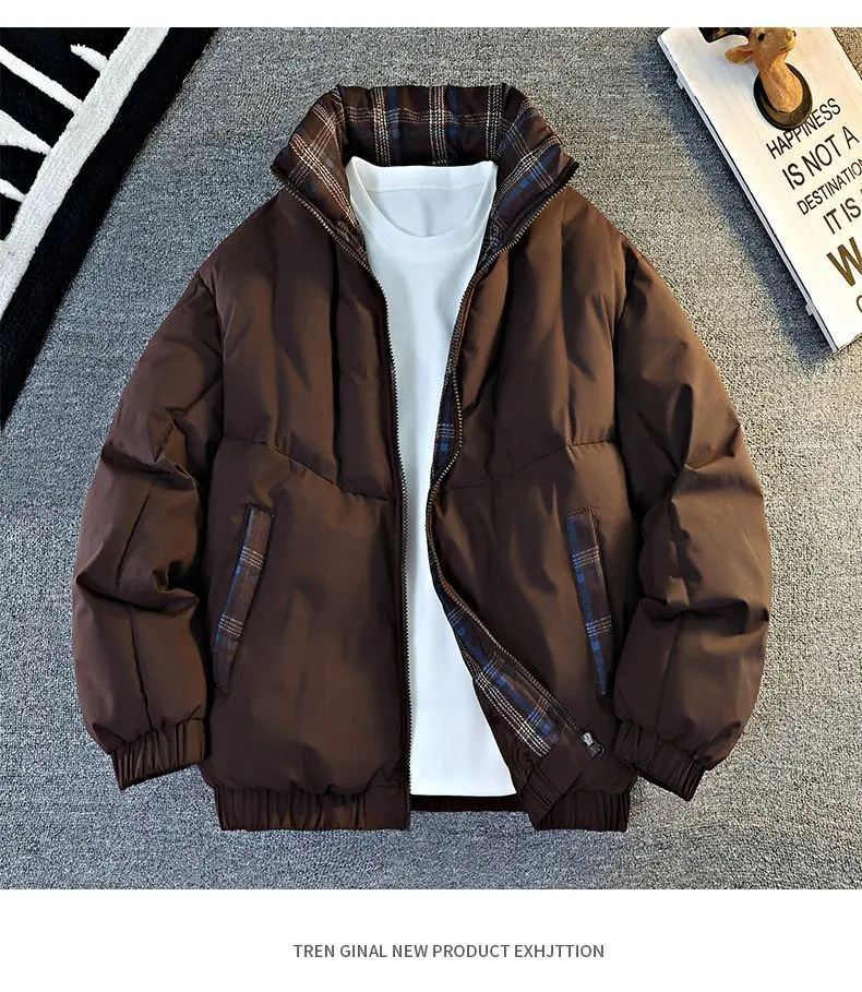 2026 Winter Loose Cotton-padded Jackets for Men Thickened Warm Parkas Male Trend Stand Collar Bread Clothing Coats M806