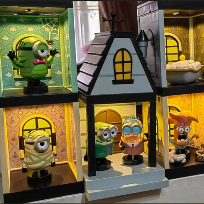

Miniso Halloween Limited Minions Monster Apartment Ghost House Blind Box Assembly Building Blocks Toy Birthday Gift