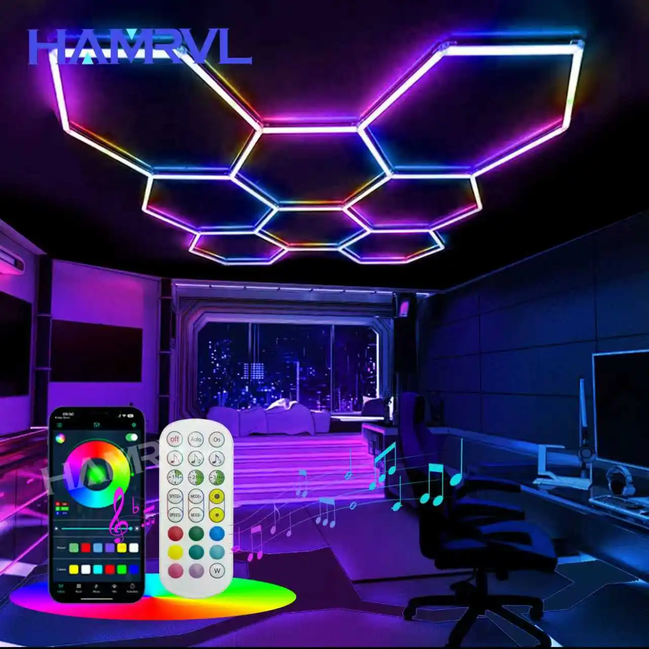 rgb-hexagon-light-for-gaming-sound-pickup-colorful-change-led-deco-lighting-car-garage-gym-room-party-club-stage-wall-ceiling
