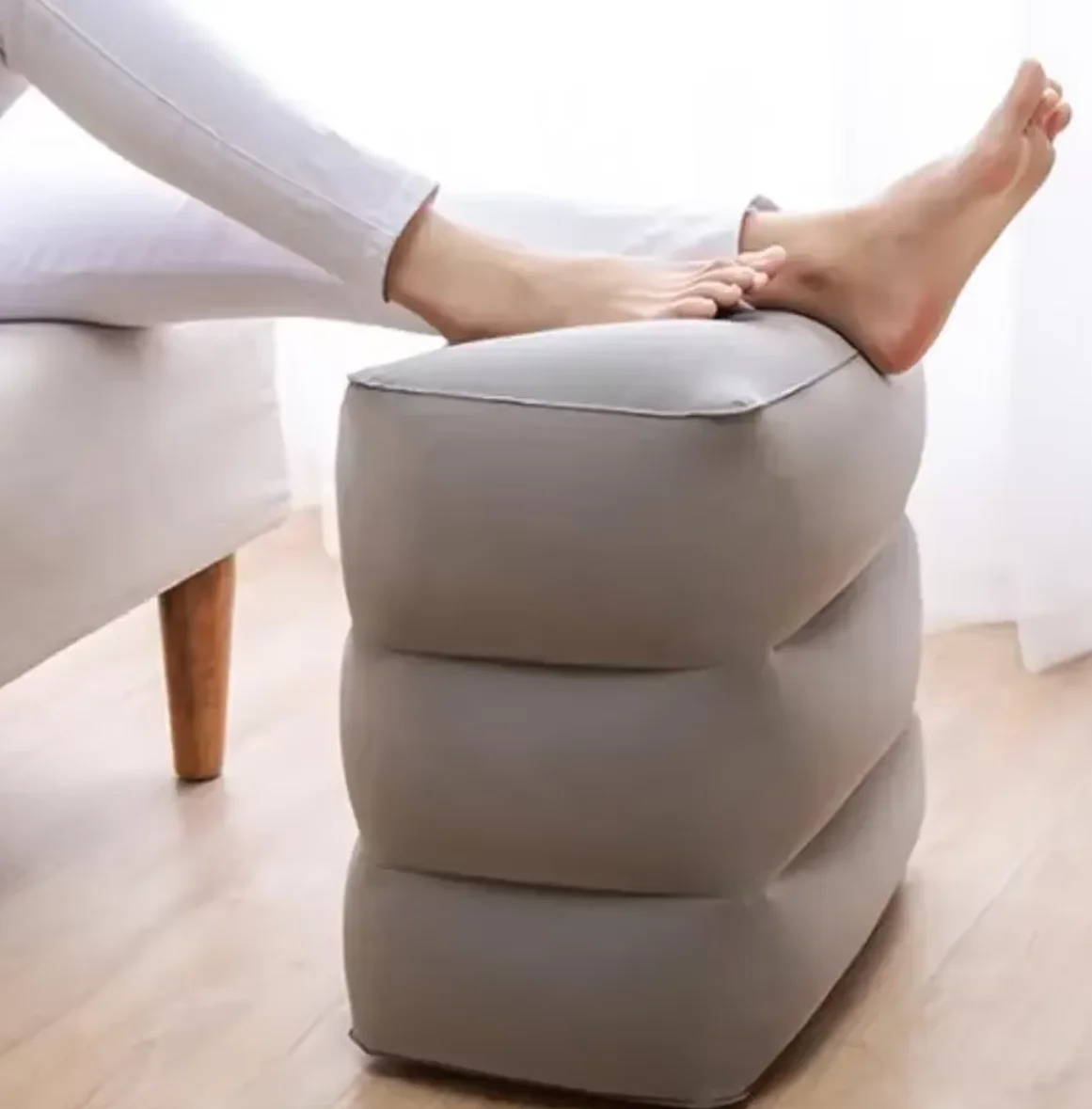 Portable Inflatable Travel Footstool 3-Layer Height Leg Pads Adjustable Airplane Foot Rest Pillow Outdoor Comfort Accessories
