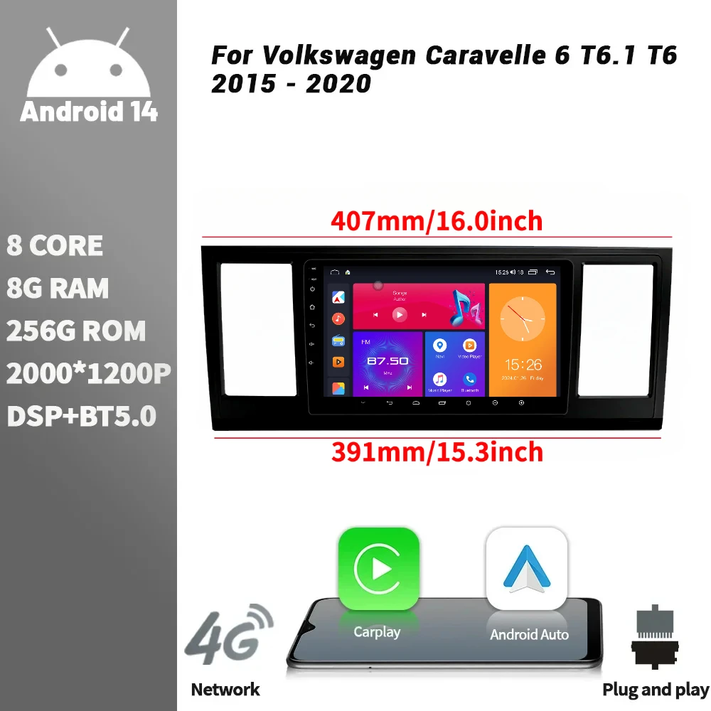 Android For Volkswagen Caravelle 6 T6.1 T6 2015 - 2020 Wireless CarPlay Screen Stereo Car Radio Multimedia Player Navigation