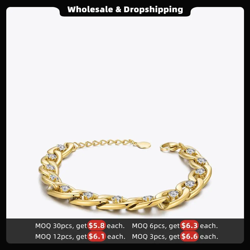 ENFASHION Zircons Chain Bracelet For Women Stainless Steel Elegant Bracelets Gold Color Fashion Jewelry Pulseras Friends B212228