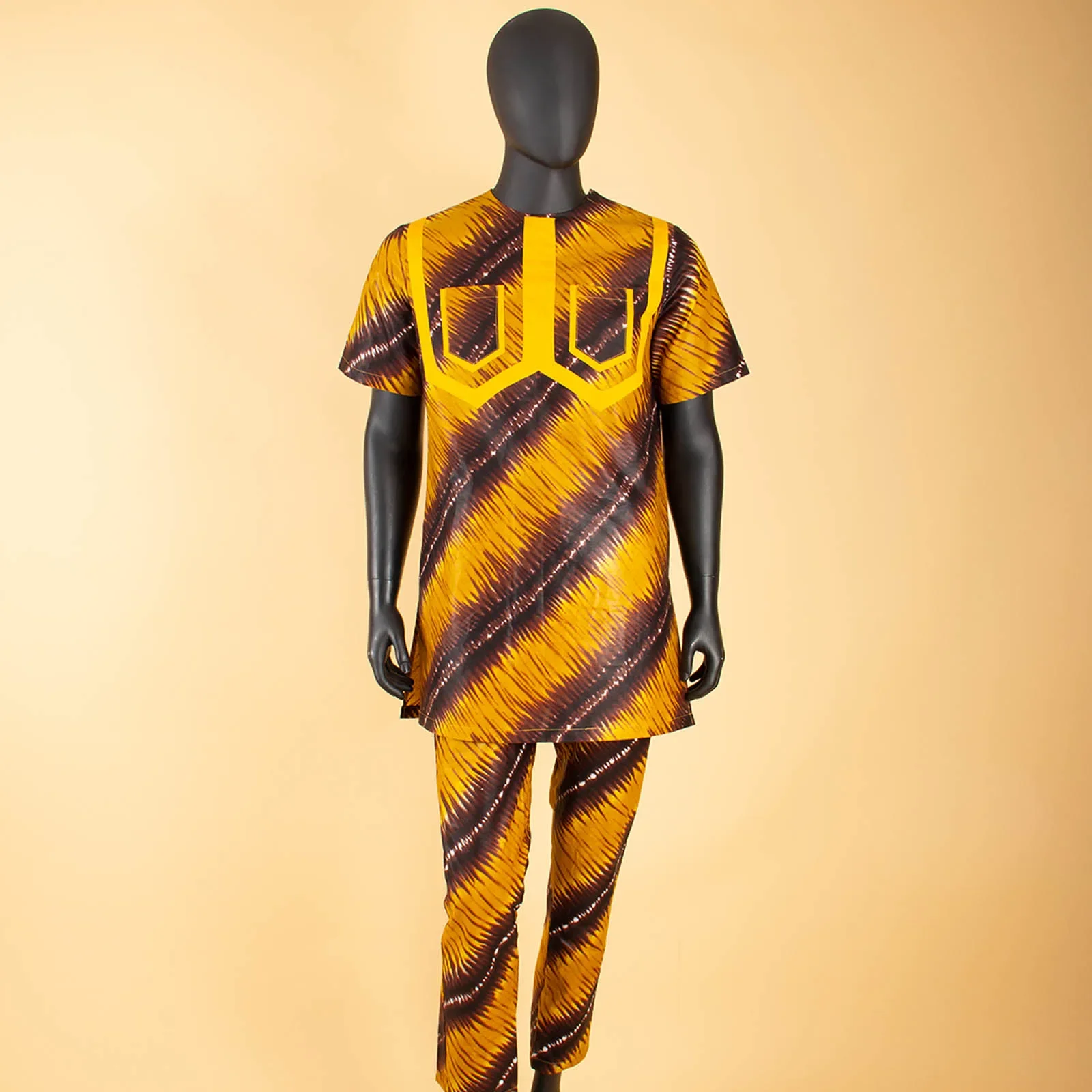 African Suit for Men Short Sleeve Plus Size Print Shirts and Ankara Pants 2 Piece Set Tribal Tracksuit Dashiki Clothes A2116044