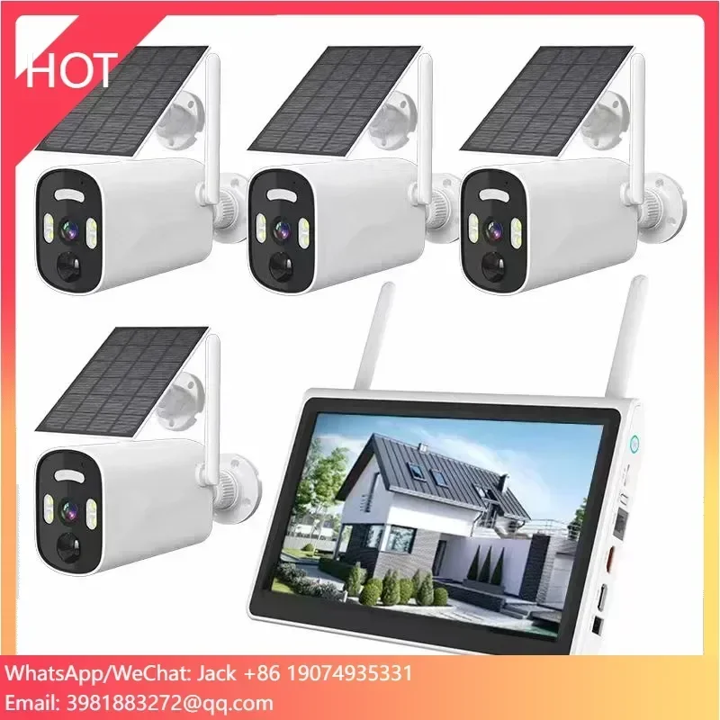 Câmera solar wi-fi ao ar livre pir detecção humana câmeras ip de vigilância sem fio com painel solar recarga bateria kit câmera