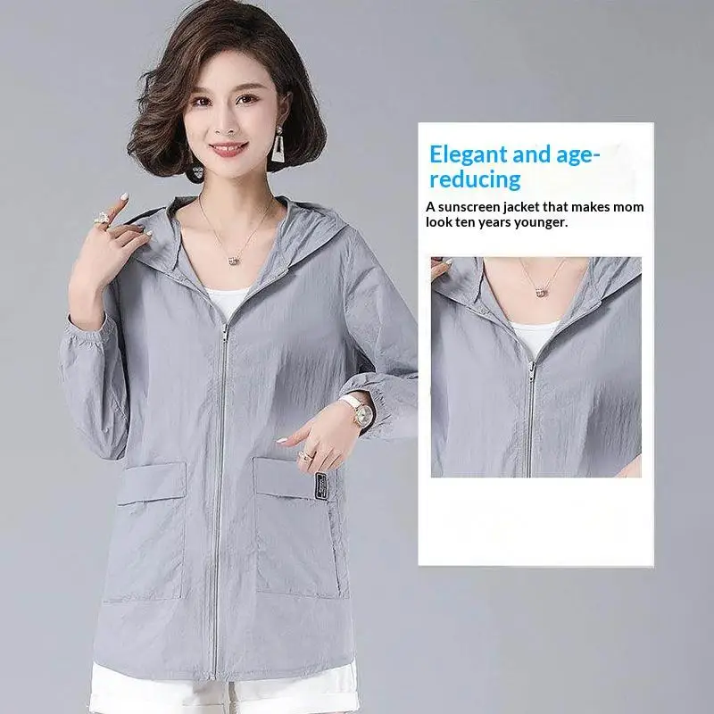 Mid Length Loose Lightweight Sun Protection Coat Women Outdoor Anti UV UV Shield Daily Travel Summer Supply