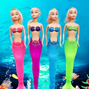 1 adet 34cm uzun saçlı denizkızı prenses bebek oyuncak sallanan kolları ile işıklı oyuncaklar bebek dört stilleri doğum günü hediyeleri kızlar için