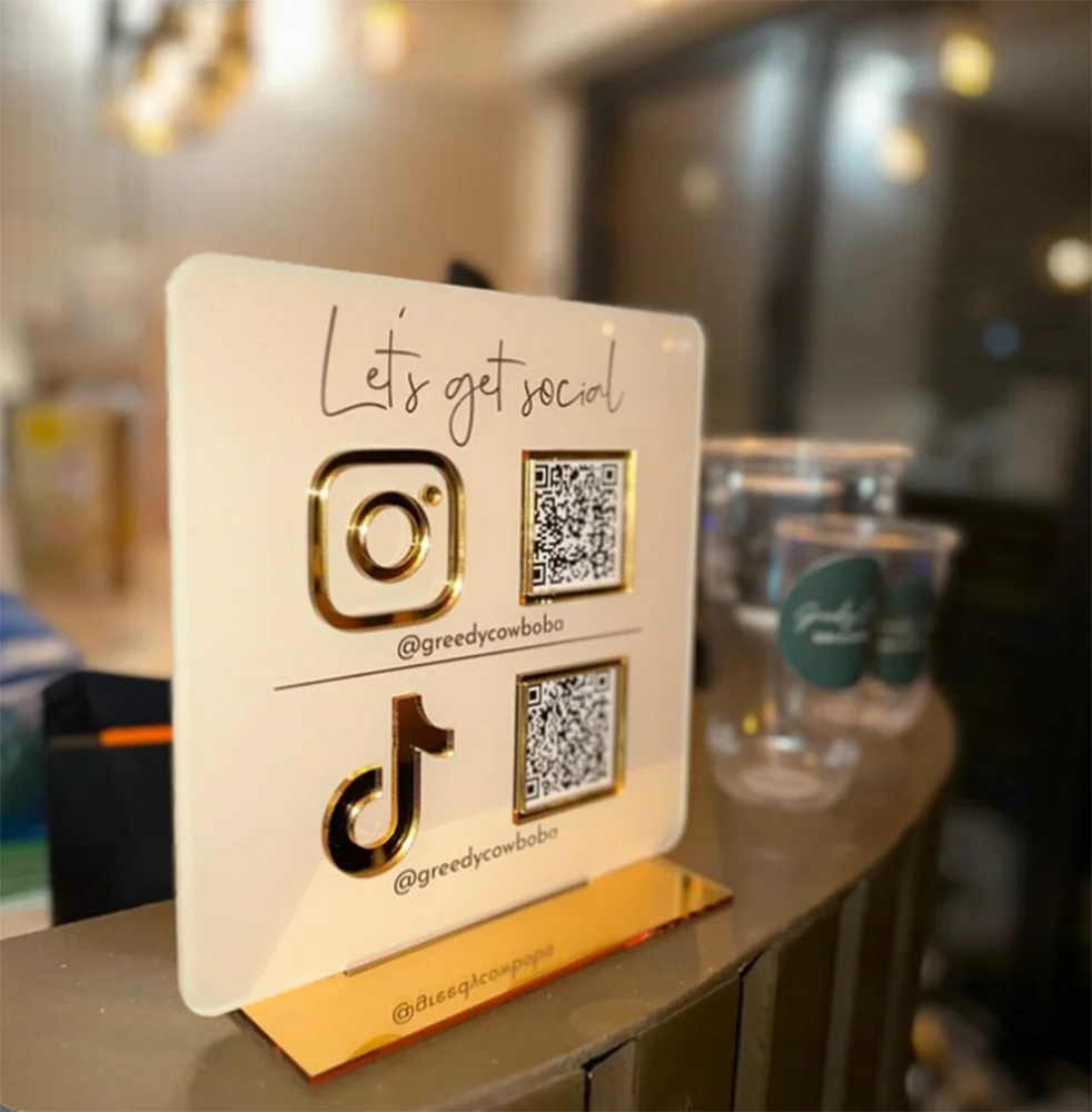 Multi QR Code Sign Business Instagram Facebook Social Media Sign Salon Sign Beauty Sign Hairdressers Beautician Sign