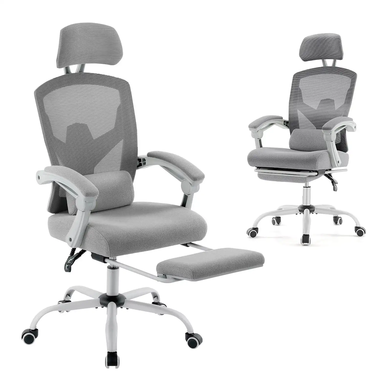 

Ergonomic High Back Office Chair with Reclining & Lumbar Support, Adjustable Headrest, Footrest, Padded Arms,