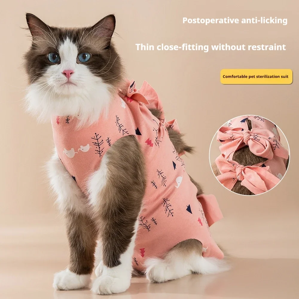 Pet Cat Spay/Neuter Clothes Cat Postpartum Surgical Clothes Anti Licking Anti Shedding Breathable Clothes