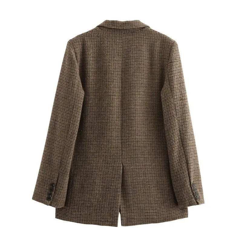 Autumn Winter Plaid Mixed Design Women's Suit Jacket Versatile Long Sleeve Commute Style Fashionable Outerwear New Arrival
