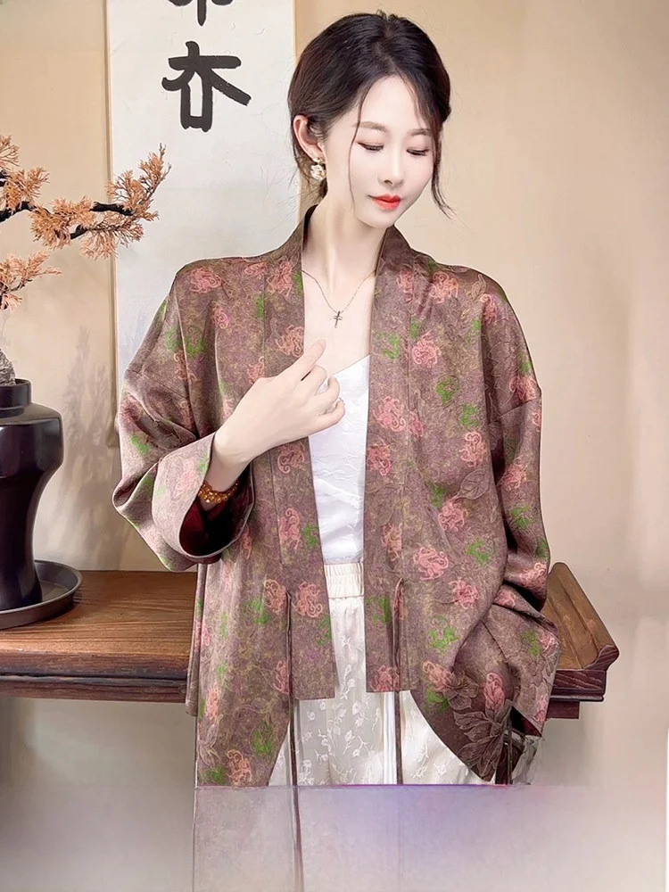 

Новый китайский шелковый комплект: женская блузка и жакет из 100% шелка Xiangyun, премиум-класса, легкий, из шенилла