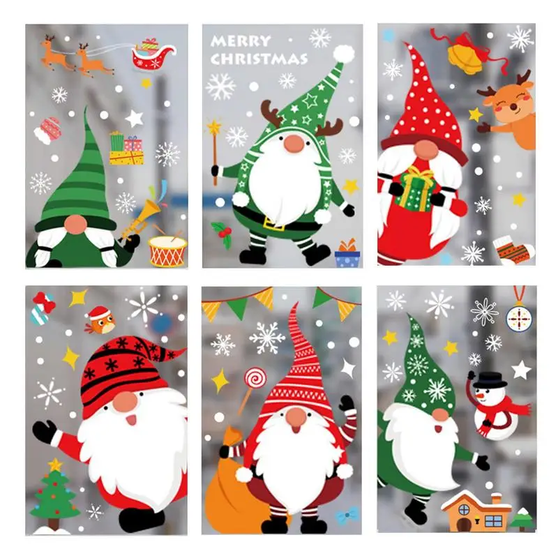 Christmas Window Stickers Window Clings Santa Snowman Elk Electrostatic Stickers for Christmas Party Decor Holiday Supplies