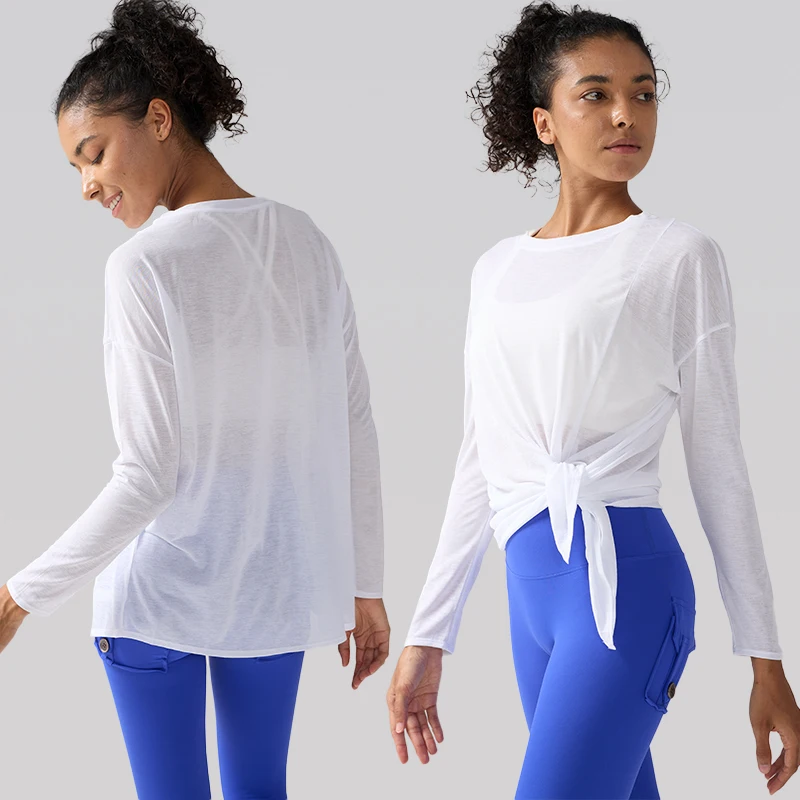 

Women's Fitness Sports Yoga Shirt Summer Loose Long Sleeve Quick Drying Breathable Gym Running Top Female Leisure Clothes