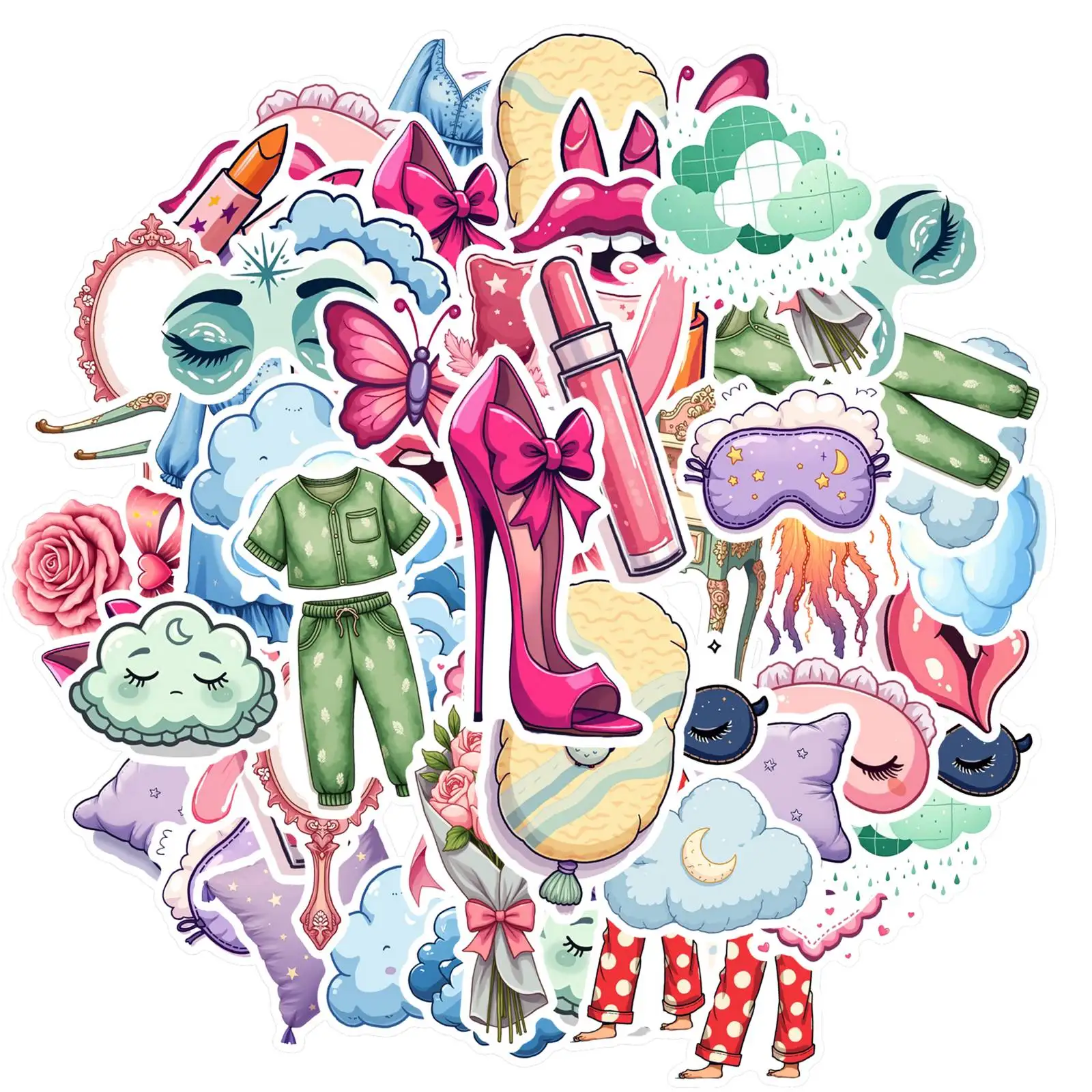 

35 шт.-50 шт. пастельные винтажные наклейки для объектов мультфильм мечтательная ночь забавные наклейки наклейки для ноутбука, багажа