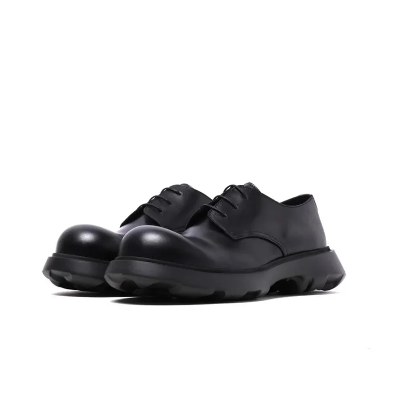

Design Genuine Leather Casual Derby Shoes Men Retro Fashion Business Formal Leather Shoes Male Thick Sole Office Wedding